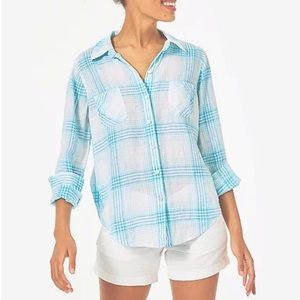 Lilly Pulitzer Sea View Linen Button Down Shirt Ladies Small